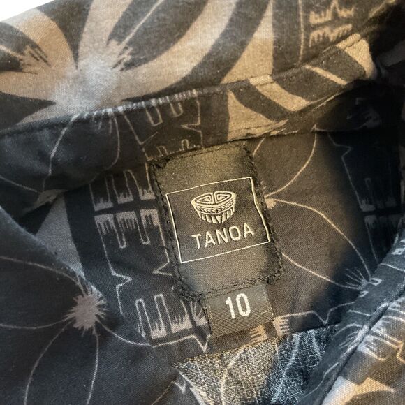Tonoa Button Up Shirt Black Gray Hawaii Tribal Pattern Boy Size 10 - Picture 2 of 12